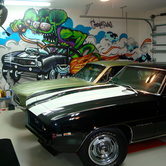 Classic Muscle Cars and Custom Wall Mural Garage - Jim from Boca Raton, FL
