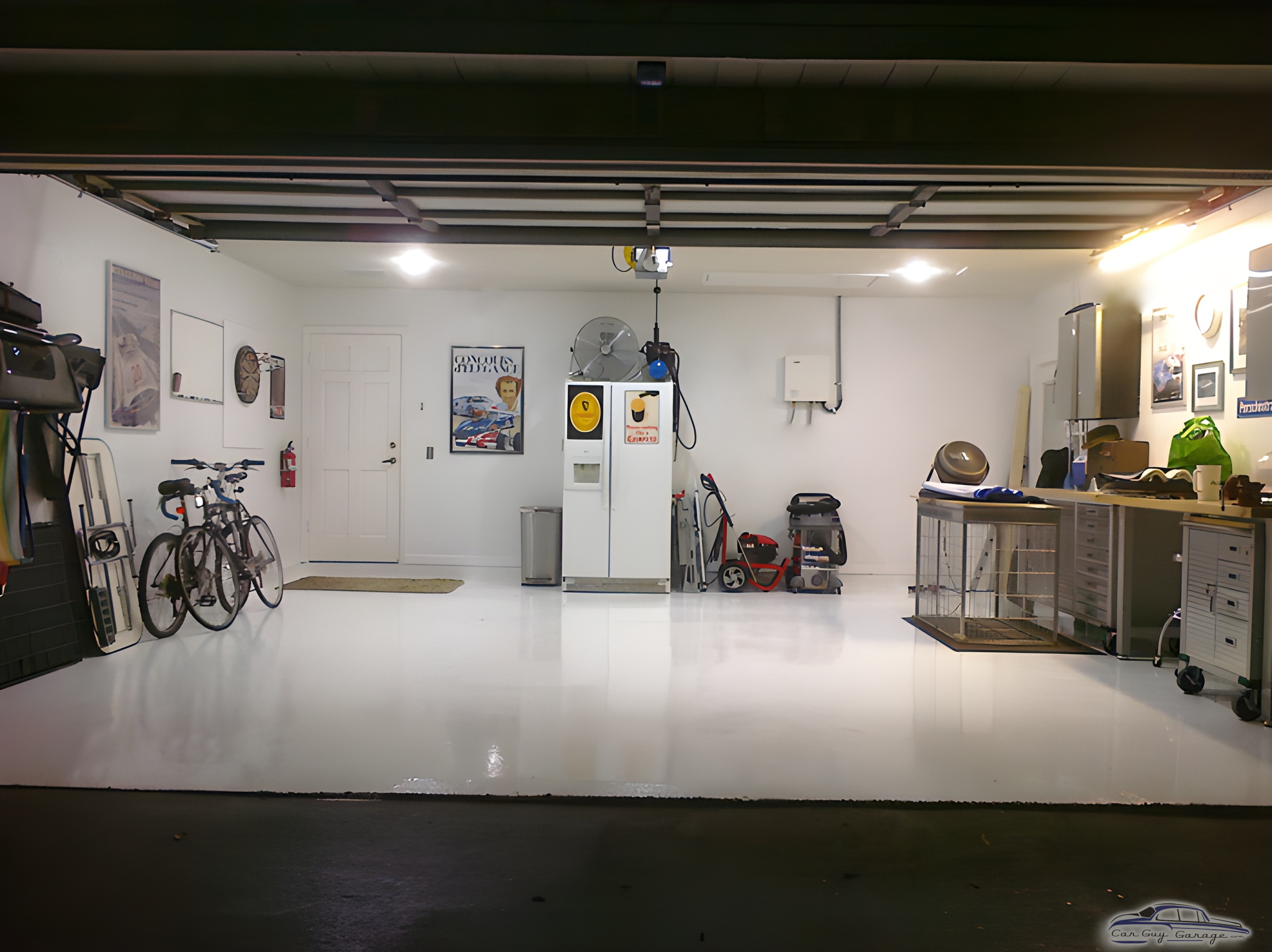 Organized garage with storage cabinets and bikes - David from Oviedo, FL