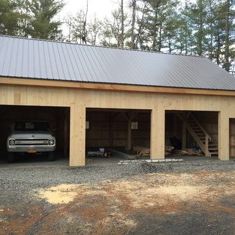 Three-bay wood garage with metal roof and stairs - Jb from Cairo, NY
