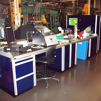 Industrial Workstations with Storage Cabinets - Custom Aluminum