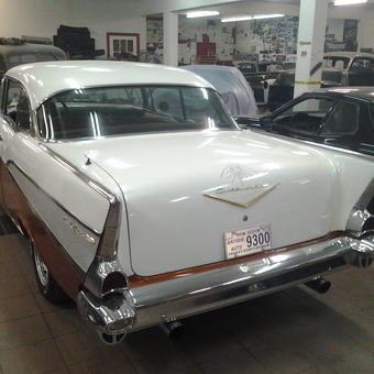 Classic Car Garage with Vintage Chevrolet and Tools - curtiscustoms.com