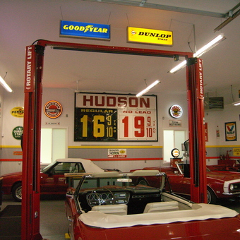 Classic Car Garage with Rotary Lift and Vintage Signs - Al from Caledonia, MI
