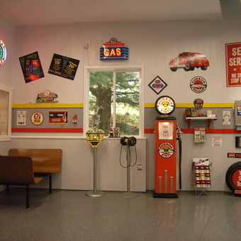 Vintage Gas Station Garage Decor With Signs And Pump - Al from Caledonia, MI