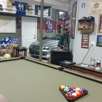 Garage Game Room With Pool Table and Car Display - Brandon Carroll from Hollywood, S. Carolina