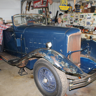 Classic Blue Car Restoration in Organized Garage - Richard from Lansing, Mich