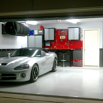 Organized garage with tool storage and Dodge Viper - Andres from Houston, TX