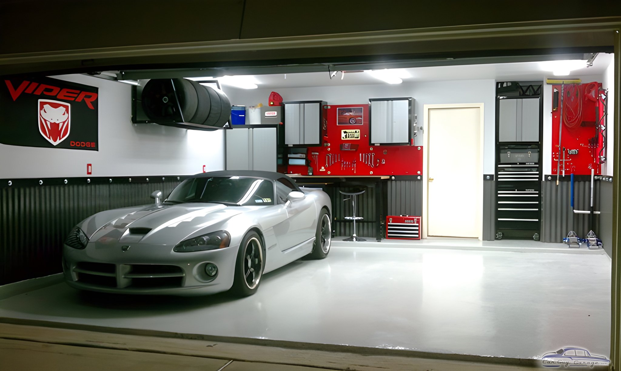 Organized garage with tool storage and Dodge Viper - Andres from Houston, TX
