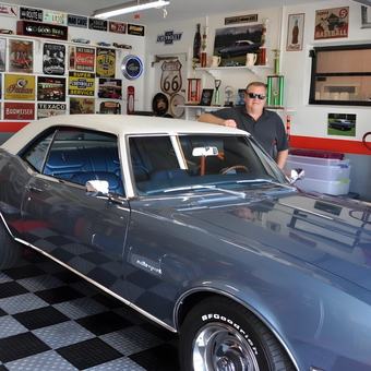 Classic Car Garage With Signs and Race Flooring - Heaman from Sunrise, Fl