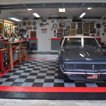 Classic Car Garage with Checkered Floor and Tool Storage - Heaman from Sunrise, Fl