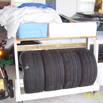 Garage Tire Rack, Storage Bins, and Classic Car - ToNY from Leland, NC
