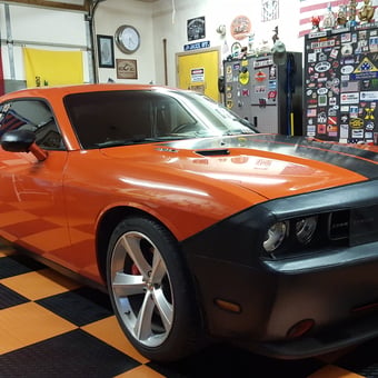 Orange Muscle Car, Checkered Tile Floor, Metal Cabinets - the Willard from Fairview, Utah