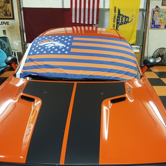 Custom Garage With Orange Car, Flags, and Lounge Chairs - the Willard from Fairview, Utah
