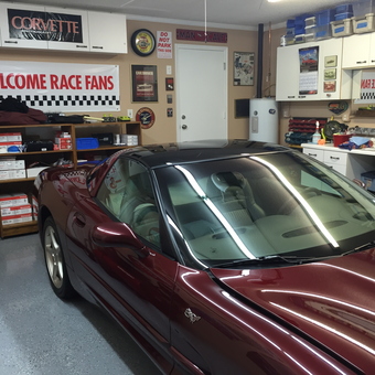 Organized Corvette Garage With Cabinets and Decor - Richard from Tamarac, Fl