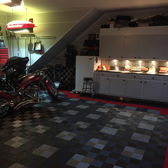 Custom Motorcycle Garage With Tool Chest and Cabinets - Rocket