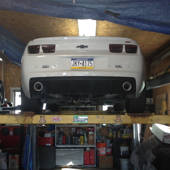 Chevy Camaro on Lift in Organized Garage - Phatcatcatena01 from Cranberry Twp, Pa