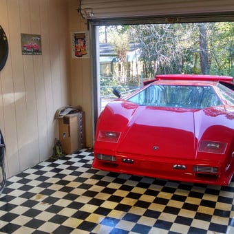 Red Lamborghini in Checkered Floor Garage - Mike from Albany, GA