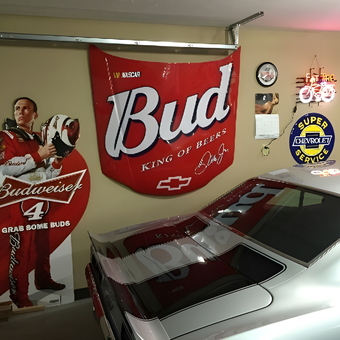 Budweiser Racing Decor and Neon Signs in Garage - Joe from Corryton, Tn