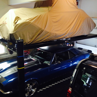 Four post car lift with covered and classic cars - Outlaw34 from Knightdale, NC