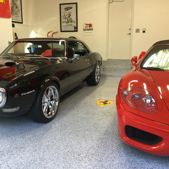 Classic Pontiac and Ferrari Decor in Clean Garage - Marc from San Antonio, TX