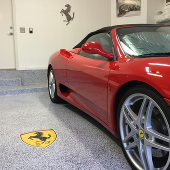 Ferrari Themed Garage with Logo Decor - Marc from San Antonio, TX