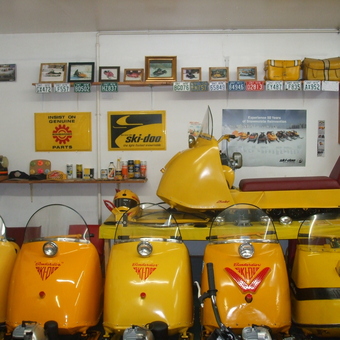 Vintage Ski-Doo Snowmobiles and Collectibles Display - skidoo guy from orillia, ontario