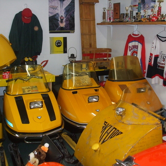 Vintage Ski-Doo Snowmobiles and Memorabilia Display - skidoo guy from orillia, ontario