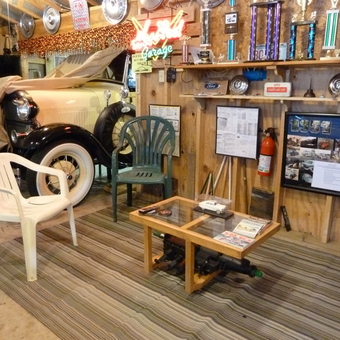 Classic Car Garage Display with Trophies and Neon Sign - Karl Richter from Keshena, Wisconsin