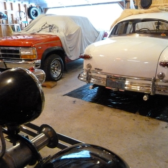 Classic Cars and Motorcycle in Organized Garage - Karl Richter from Keshena, Wisconsin