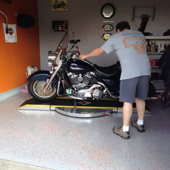 Motorcycle Lift, Custom Flooring, Wall Decor in Garage - BILL from CATAWISSA, PA