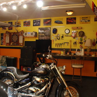 Motorcycle and Tool-Filled Garage with Wall Art - Daniel Vielhaber from Indianapolis, In