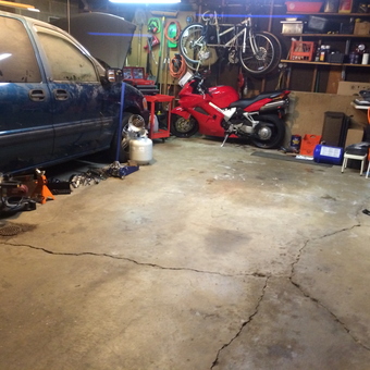 Organized Garage With Van, Motorcycle, Tools, and Storage - SMS from Bethel Park, PA