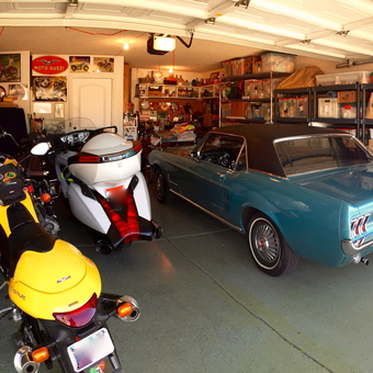Organized Garage with Classic Mustang and Motorcycles - JJ from Scottsdale, Arizona