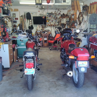 Motorcycle Garage with Workbenches and Tools - Donald Hilston from Lighthouse Point, Florida