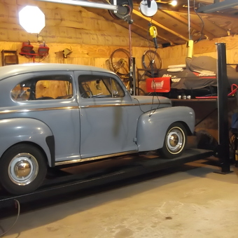 Classic Car Lift and Tool Storage in Organized Garage - Jim from Keshena, Wisconsin