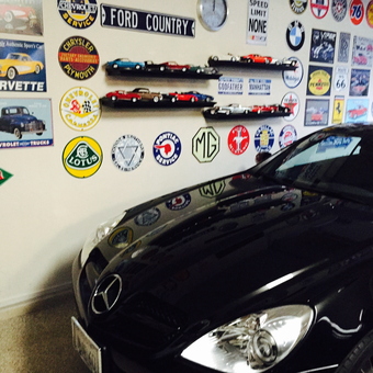 Classic Car Signs and Model Displays in Garage - Nancy from Gold River, CA