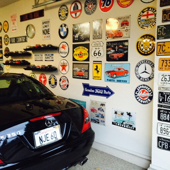 Vintage Car Signs and License Plates Garage Decor - Nancy from Gold River, CA