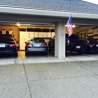 Four Car Garage With Cabinets and Wall Decor - Nancy from Gold River, CA
