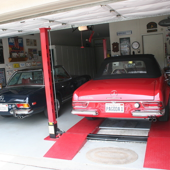 Classic Car Garage with Lift and Wall Decor - Jonny B from San Marcos, California