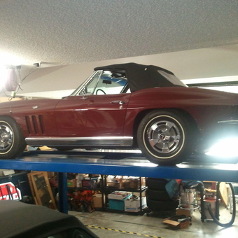 Classic car on four post lift in organized garage - Mr. Smallblock from Boca Raton, FL