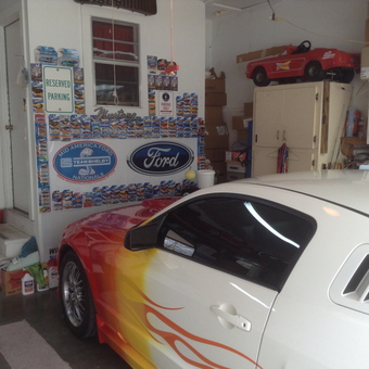 Ford Mustang Decorated Garage With Wall Signs and Collectibles - Steve from Sapulpa, OK