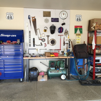 Organized Garage with Blue Tool Chest and Pegboard Tools - Peter from Oro Valley, AZ