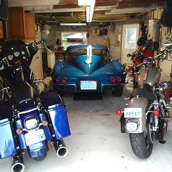 Classic Corvette and Motorcycles in Organized Garage - Skinner Garage from North Palm Beach, FL