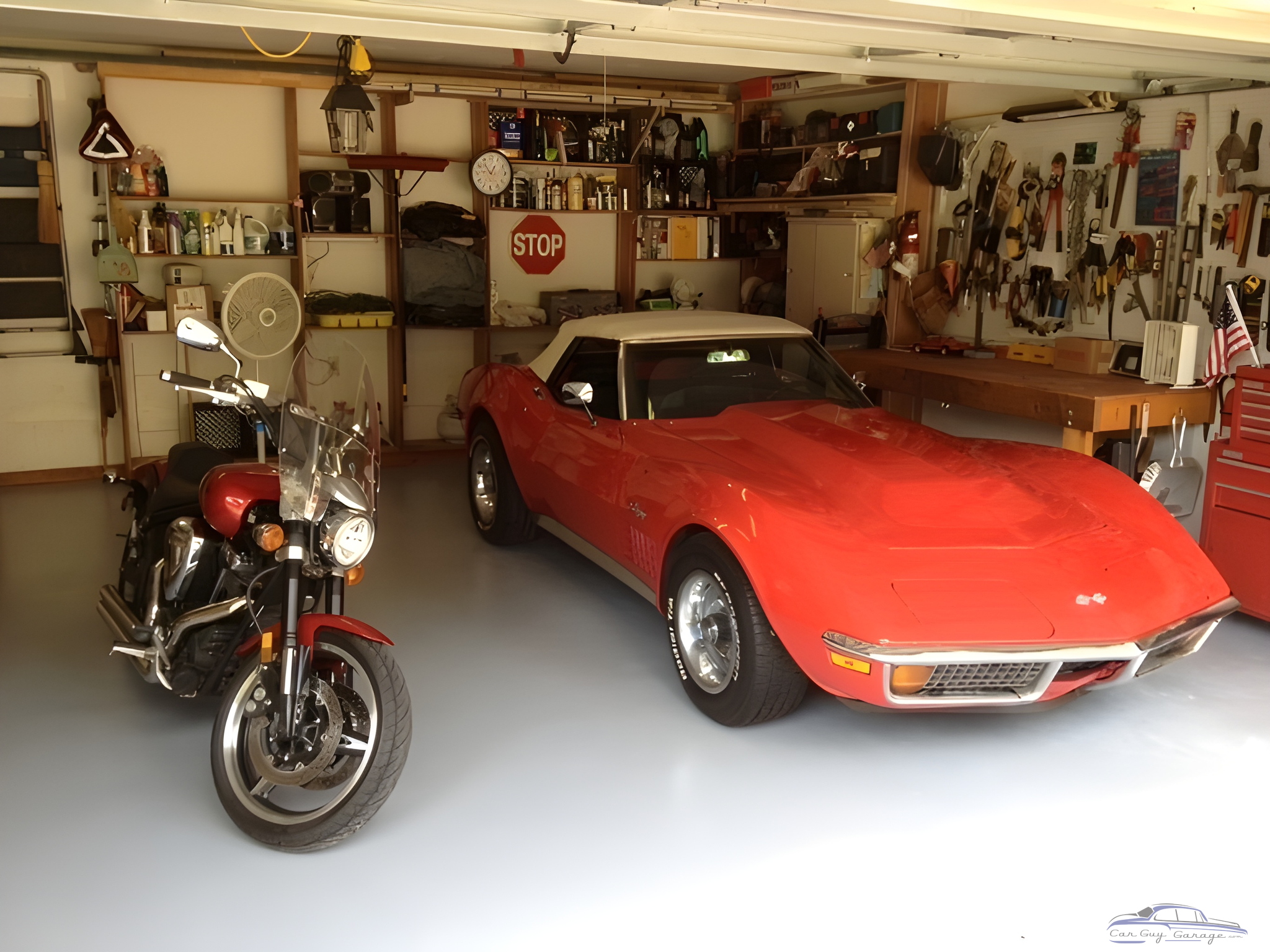 Classic Car and Motorcycle in Organized Garage - Corney from Lilburn, Georgia