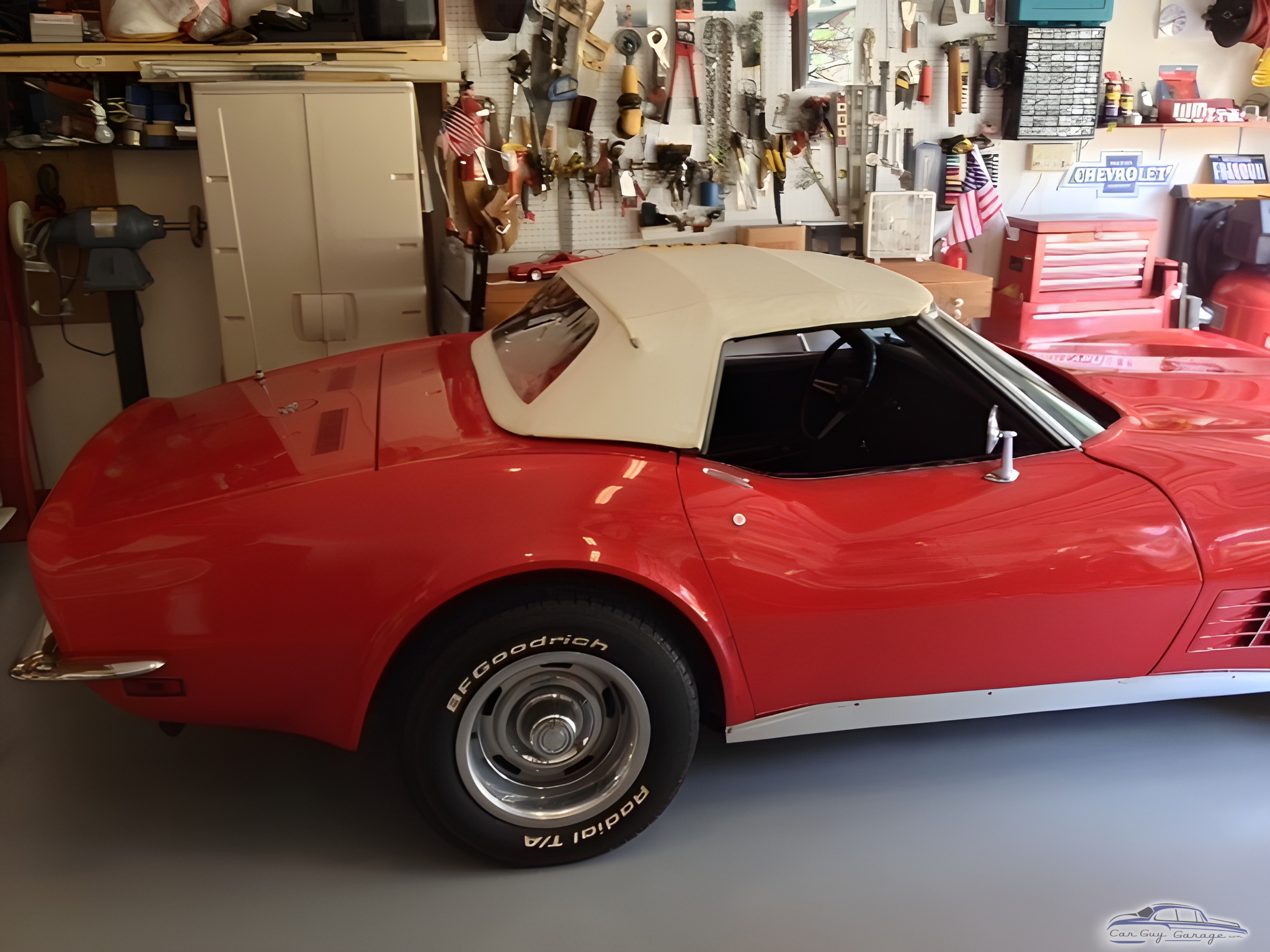Classic Red Corvette and Organized Garage Tools - Corney from Lilburn, Georgia