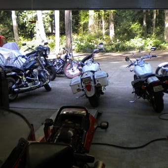 Motorcycle-Filled Garage with Tools and Workbenches - Capt'n Phillips from Friday Harbor, WA