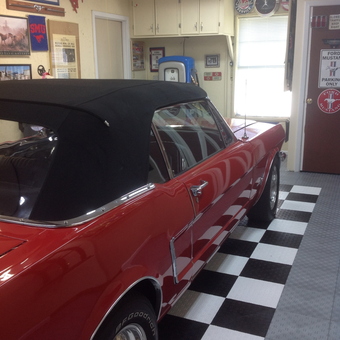 Classic Mustang Garage with Retro Decor and Checkered Floor - Steve from Van Alstyne, Texas