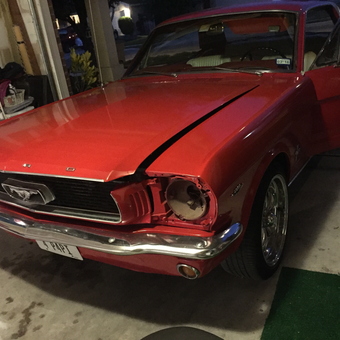 Classic Red Ford Mustang Restoration in Garage - Ijc from San Antonio, Tx