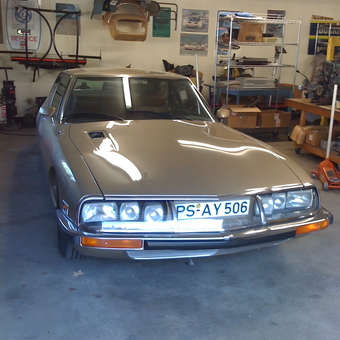 Classic car in organized garage with shelving and tools - Kurt from Richmond, bc