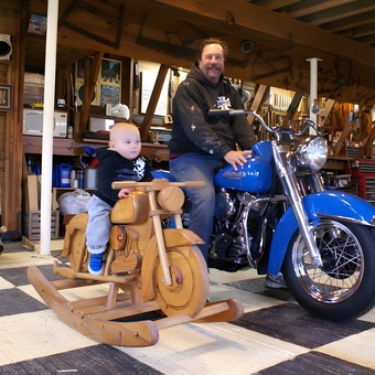 Motorcycle Garage with Harley Decor and Toys - Stacie from North Olmsted, Ohio