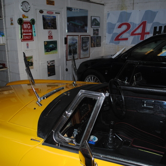 Classic car garage with shelving and MG decor - Pete's lockup from Lowestoft, Suffolk